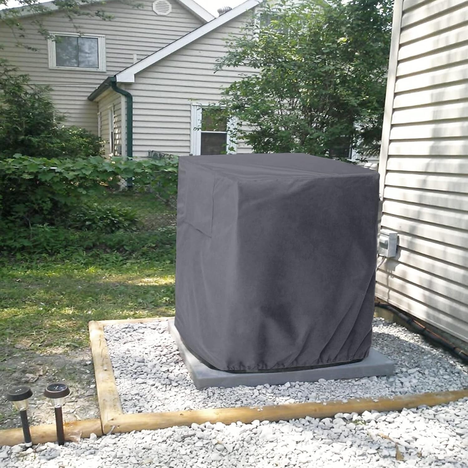 Lightweight Gray AC Cover with Easy Clean Design - Perfect for Outdoor Units