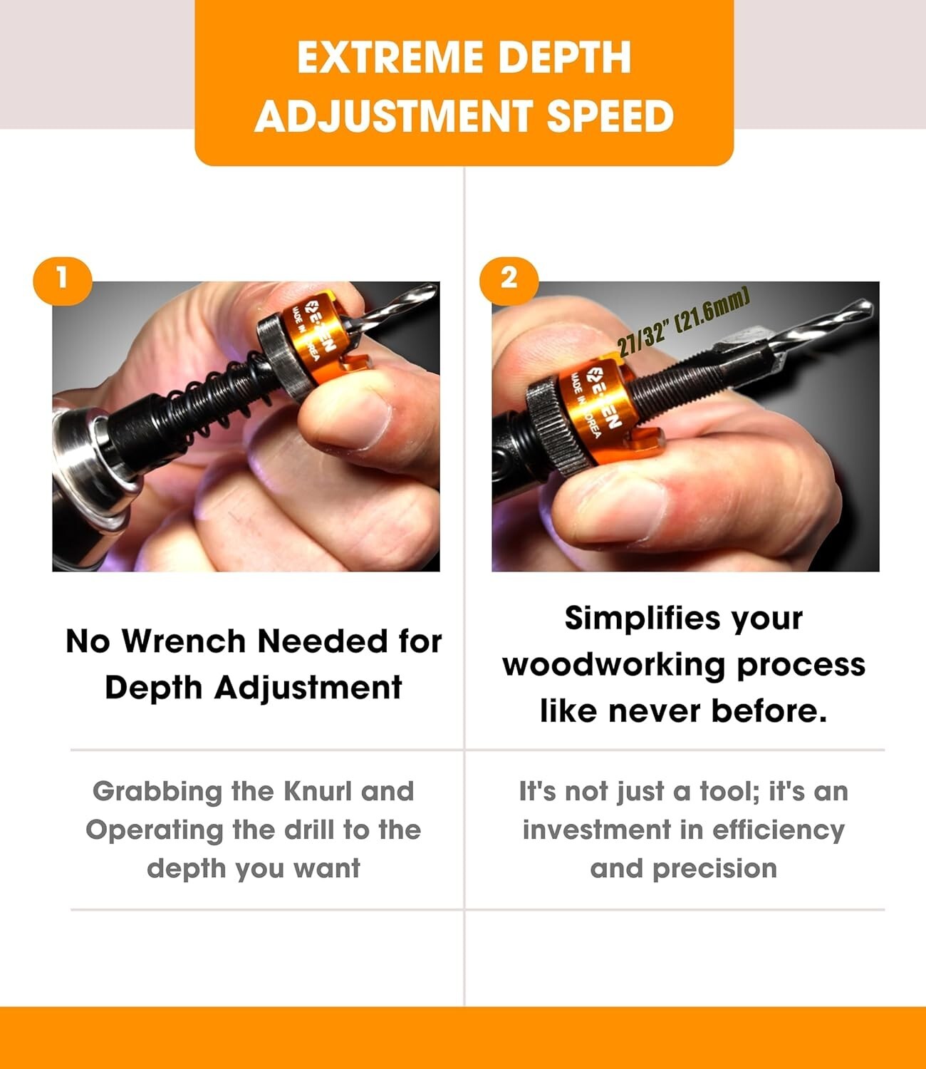 Adjustable Depth Countersink Drill Bit - Self-Adjusting, Tungsten Carbide, 1/8"