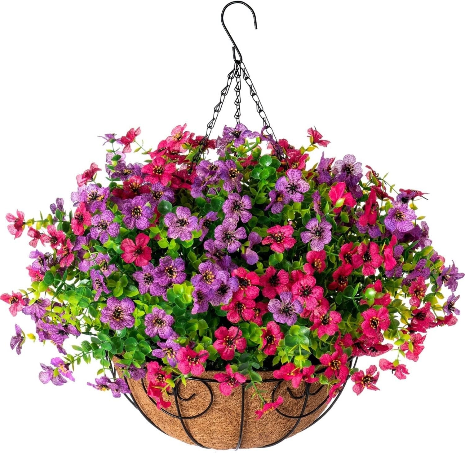 Beautiful Hanging Flower Basket with Rattan Container - Outdoor Elegance