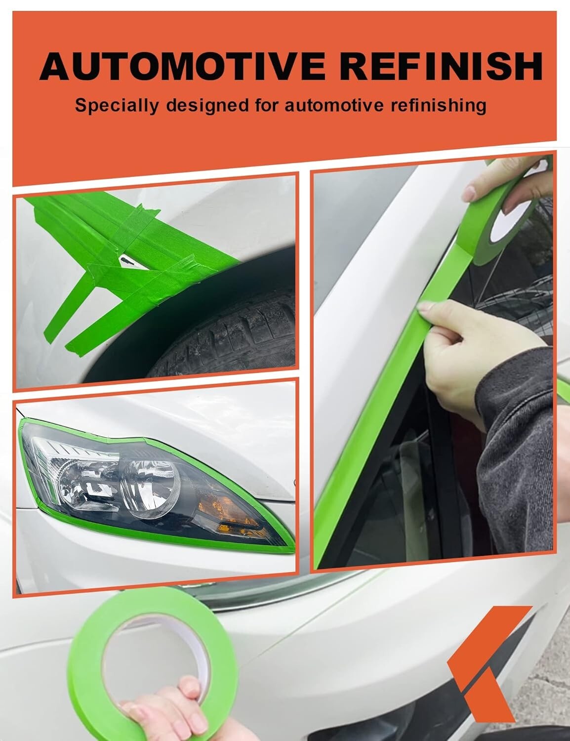 6 Rolls of Green Heat Resistant Painters Tape - Precision Masking for Auto Paint