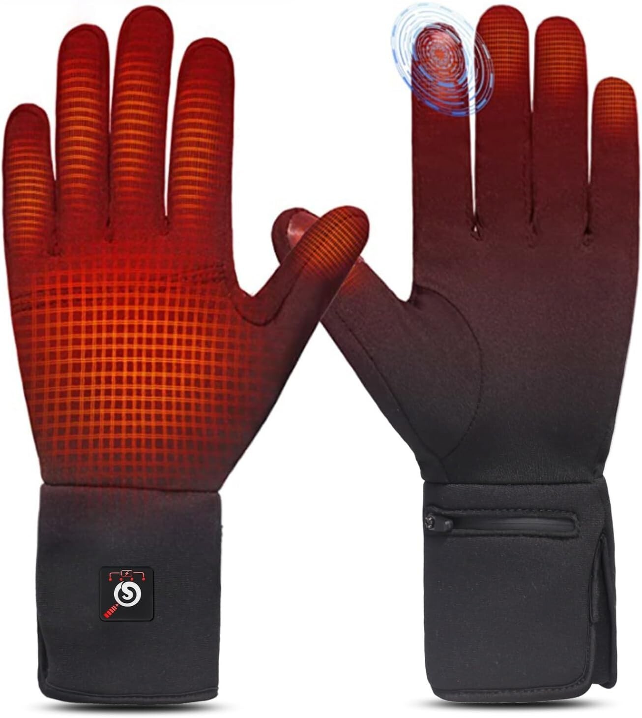 Thin & Flexible Electric Heated Gloves with Touch Sensors for Outdoor Activities