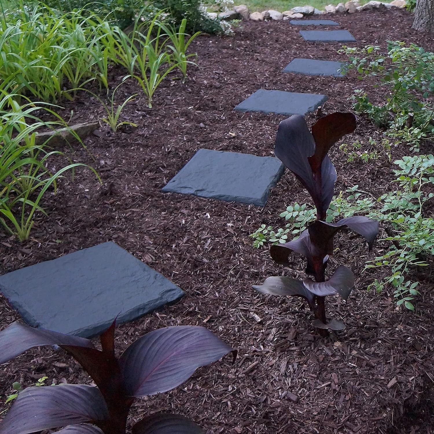 15.5” Decorative Resin Stepping Stones with Stakes for Stylish Outdoor Pathways