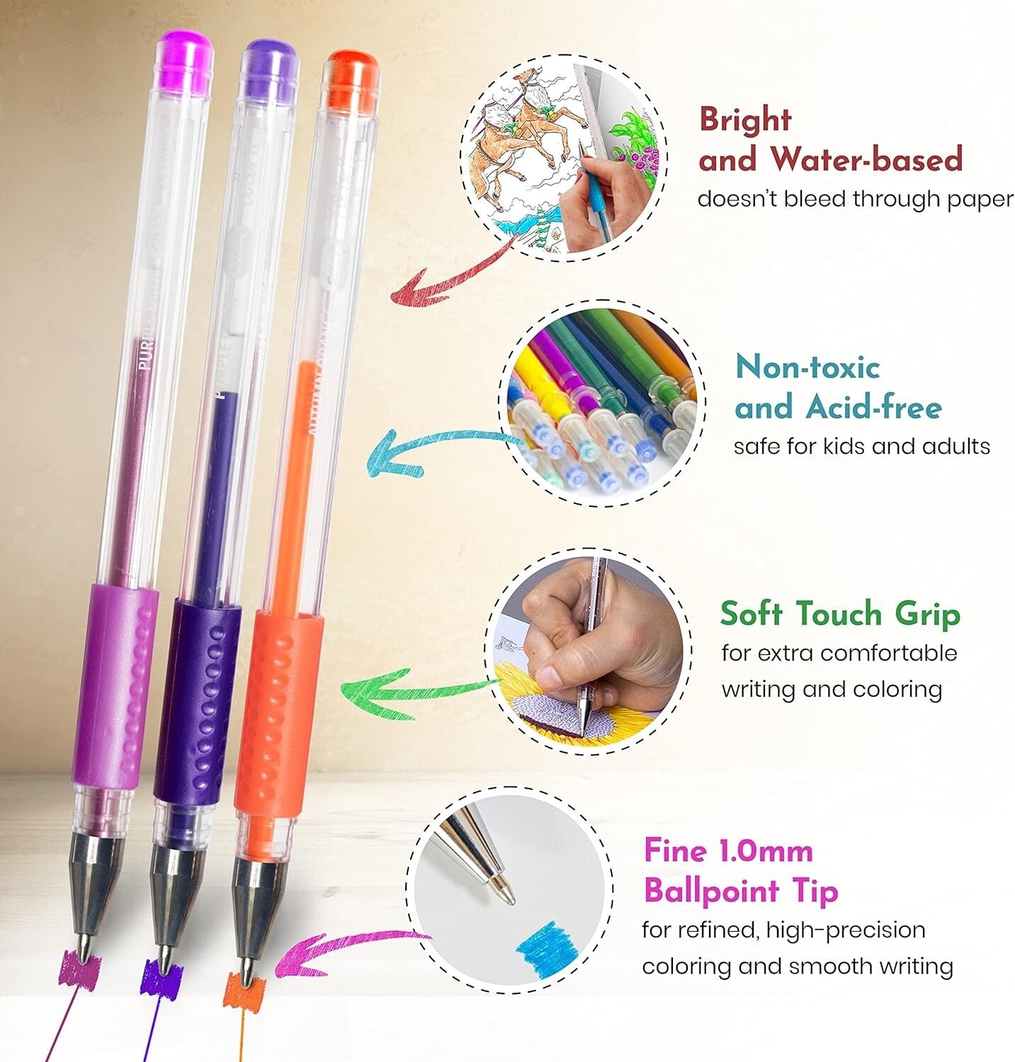 Artisan Glitter Gel Pens - 96-Piece Multicolor Set Ideal for Adult Creativity