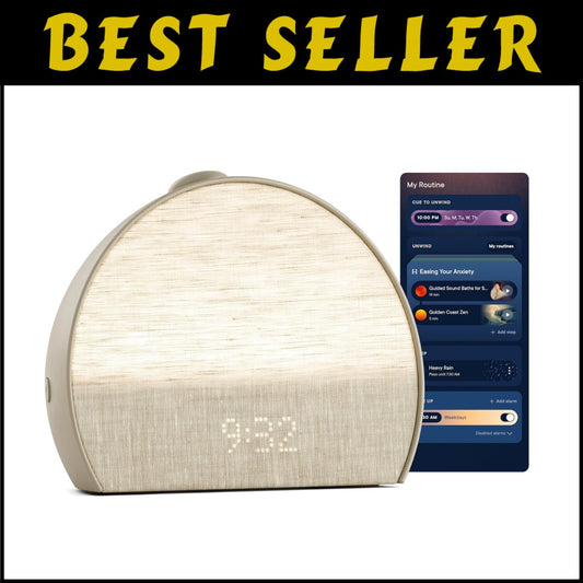 Greige Sunrise Alarm Clock & Sound Machine for Serene Sleep - Compact Design