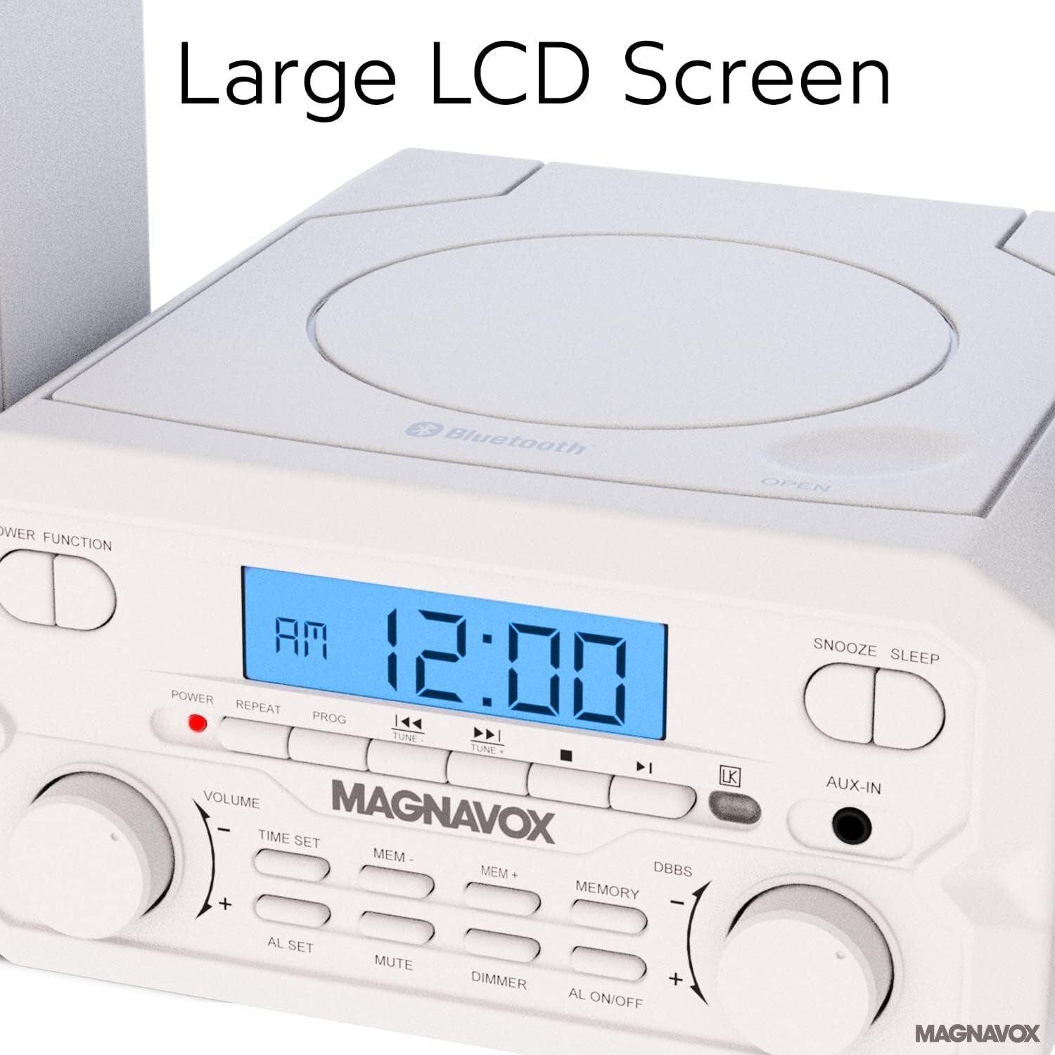 Sleek White Bluetooth CD Shelf System with FM Radio – 100 Years of Sound Quality