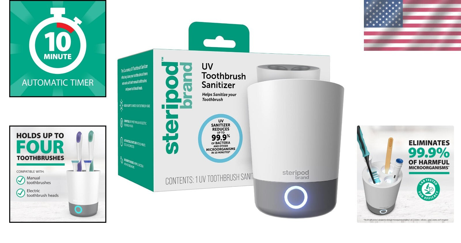 Compact UV Sanitizer for Toothbrushes - Fast Cleaning & Family-Friendly Design