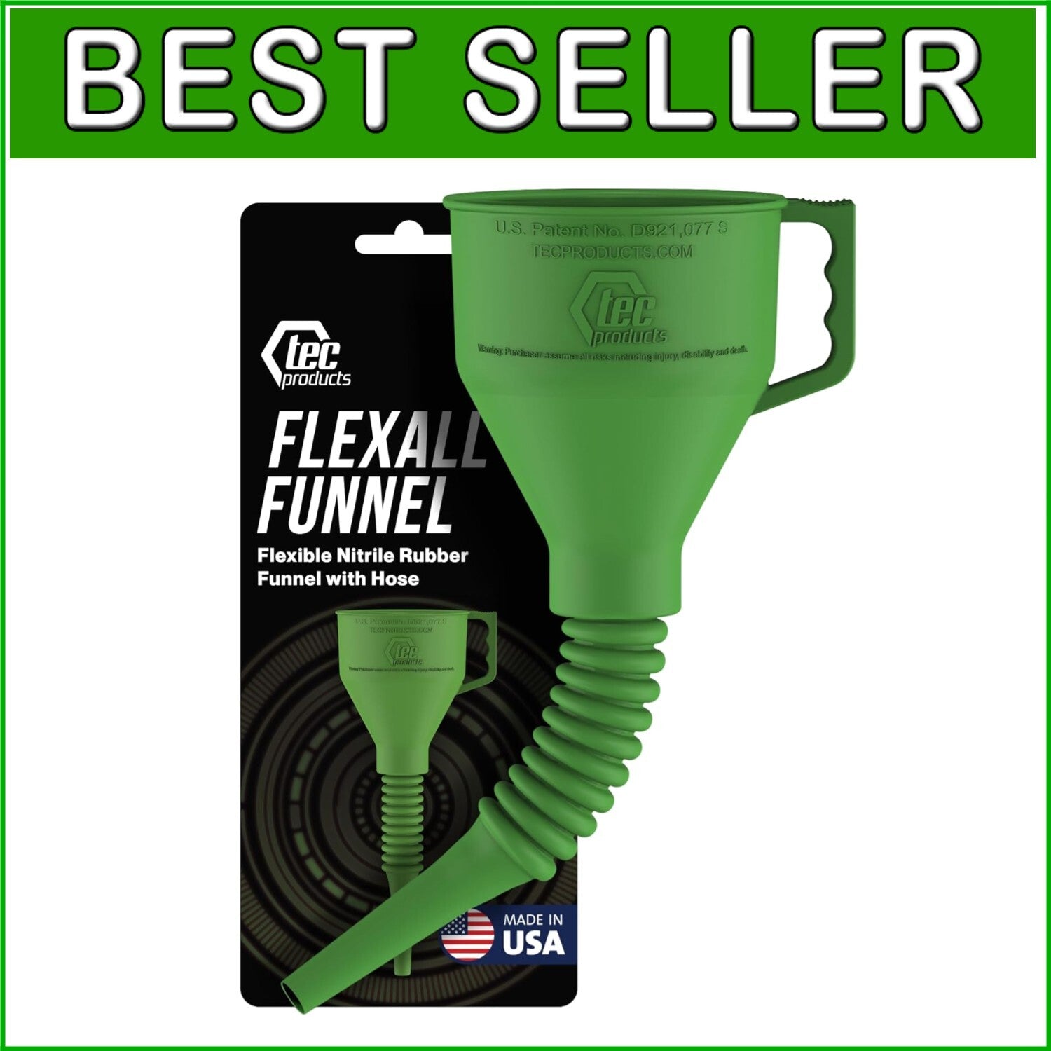 Anti-Spill Long Funnel for Automotive Use - Durable Nitrile Rubber Construction