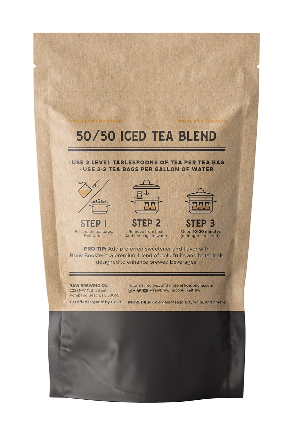 Brew Your Own Southern Iced Tea - 100 Organic Bags, 50/50 Blend for Fresh Flavor