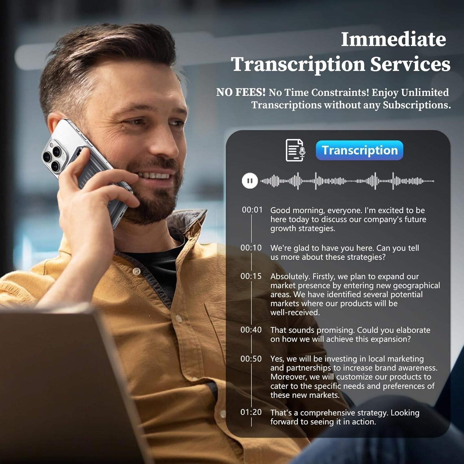 Compact AI Voice Recorder with 80-Hour Battery & App Control - 121 Languages