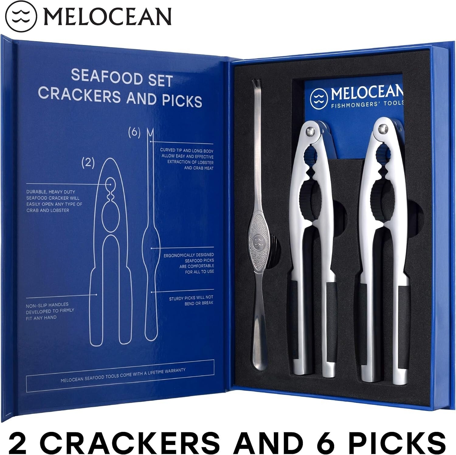 Durable Crab Crackers & Forks Set - Stainless Steel Seafood Tools - Gift Box