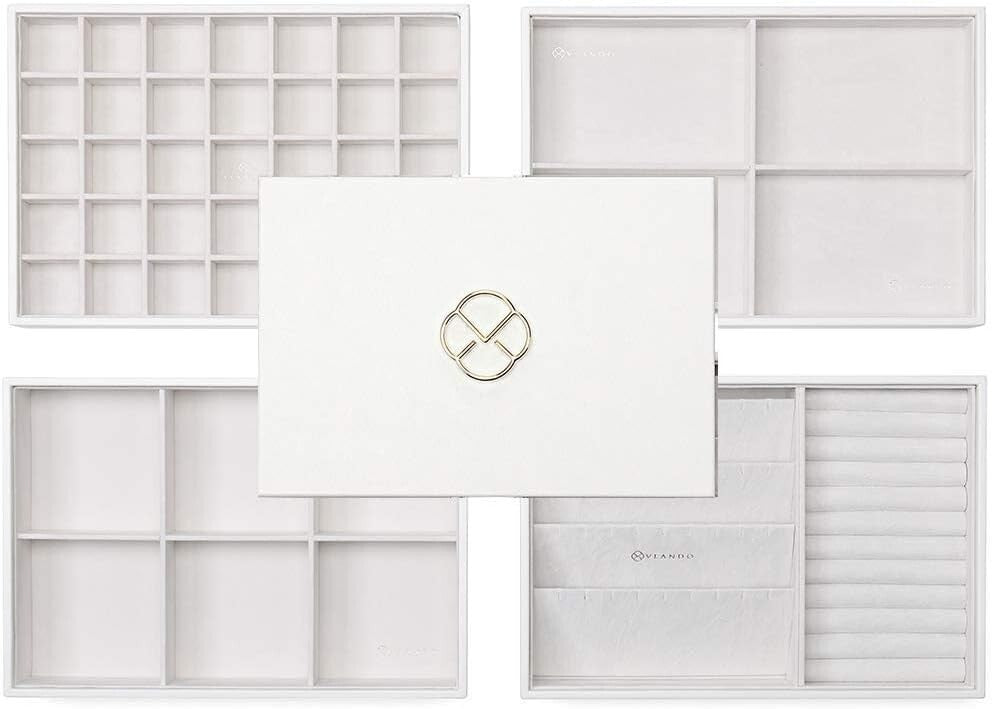 Durable Faux Leather Jewelry Tray - Perfect for Rings, Necklaces & Earrings