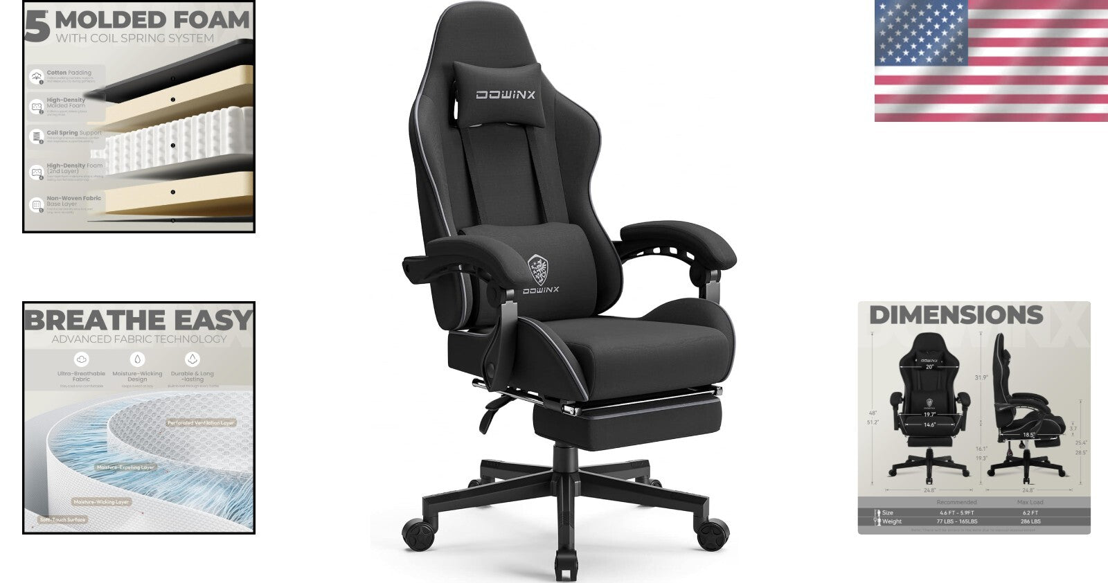 Adjustable Height Gaming Chair with Footrest & Recline - Perfect for Home Office