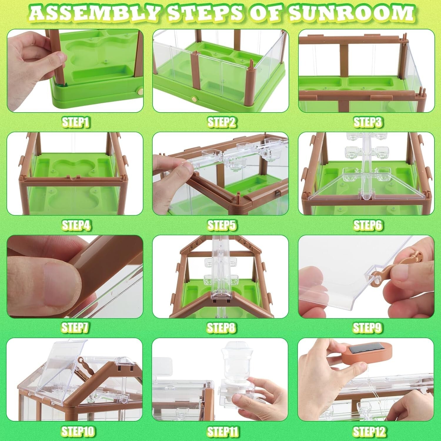 Interactive Kids Plant Growing Set - Mini Greenhouse with Irrigation & LED Light