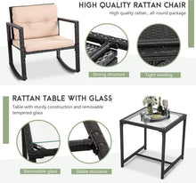 Load image into Gallery viewer, All-Weather 3 Piece Rattan Conversation Set - Black Bistro Chairs &amp; Table