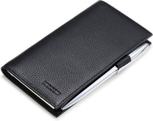 Load image into Gallery viewer, Luxury Italian Leather Checkbook Cover &amp; Card Holder - Pebbled Black Elegance