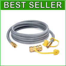 Load image into Gallery viewer, Sturdy 12' Natural Gas Hose, 1/2" ID, Quick Connect for Weber &amp; Patio Heaters