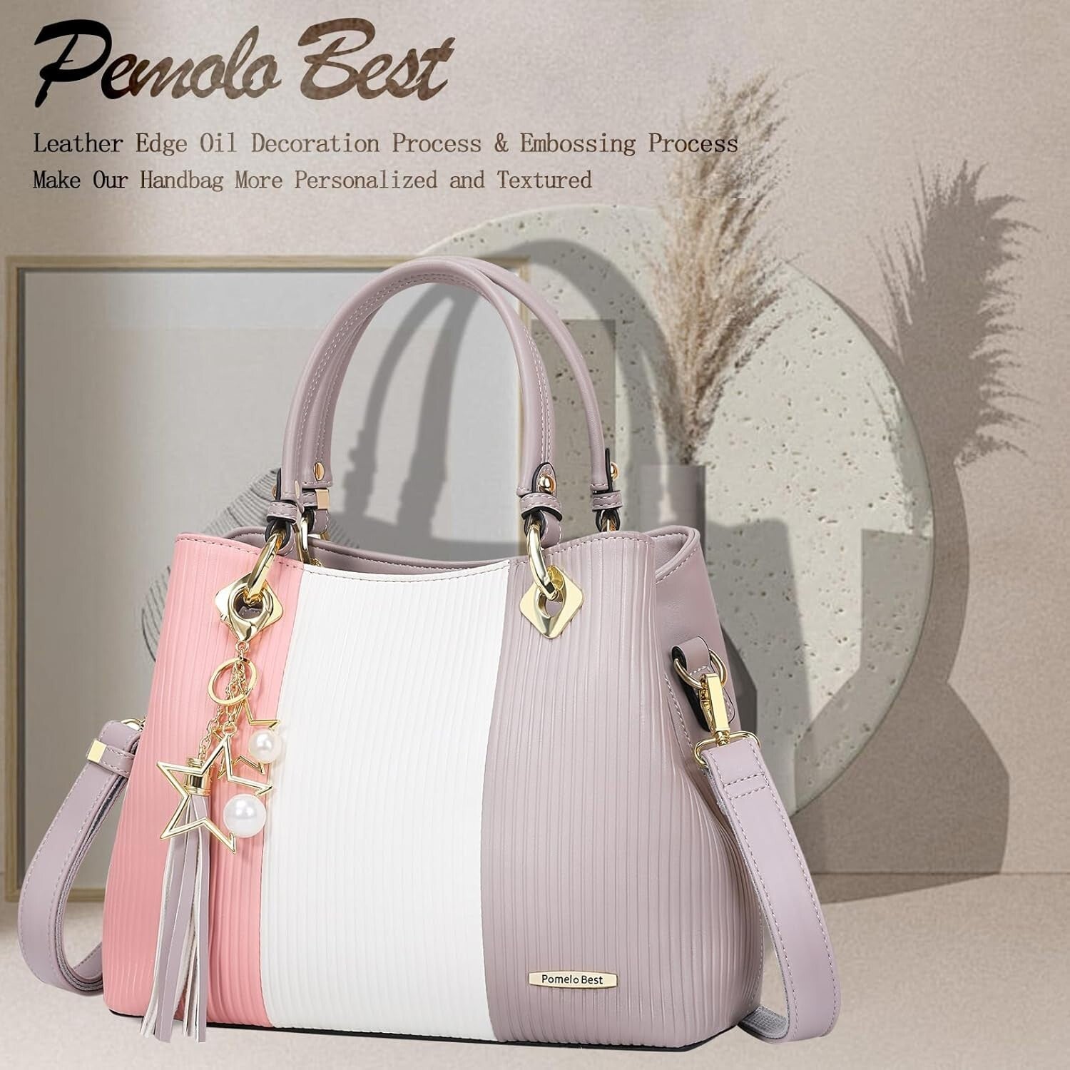 Versatile Women's Designer Satchel Bag with Detachable Strap & 8 Pockets