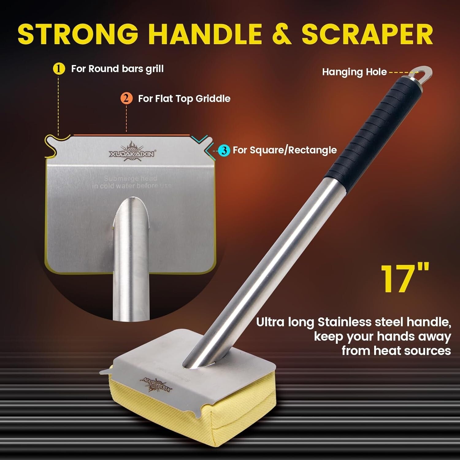 Yellow Bristle-Free Grill Brush with Replaceable Head - Ultimate Cleaning Tool