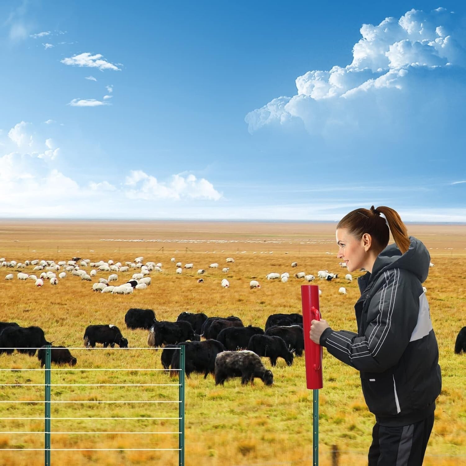 Durable 18LB T-Post Driver for Wood, Metal & U-Posts - 24 inch Precision Tool