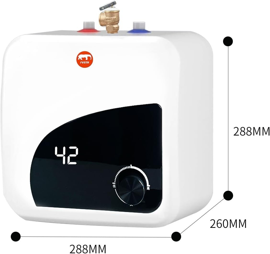 2.7 Gallon Stainless Steel Electric Water Heater with Adjustable Thermostat