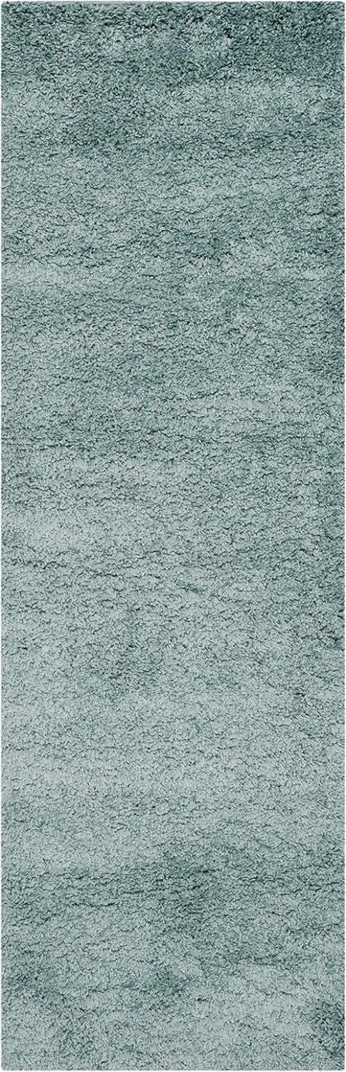 Plush Light Blue California Shag Runner Rug - 2'3" x 7' for High Traffic Areas