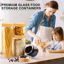 Load image into Gallery viewer, Wide Mouth Airtight Glass Jars with Bamboo Lids - 5 Sizes for Kitchen Pantry