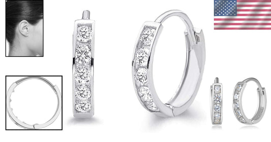 Elegant 14k White Gold Huggie Earrings - 2mm Thickness, 3 Sizes Available