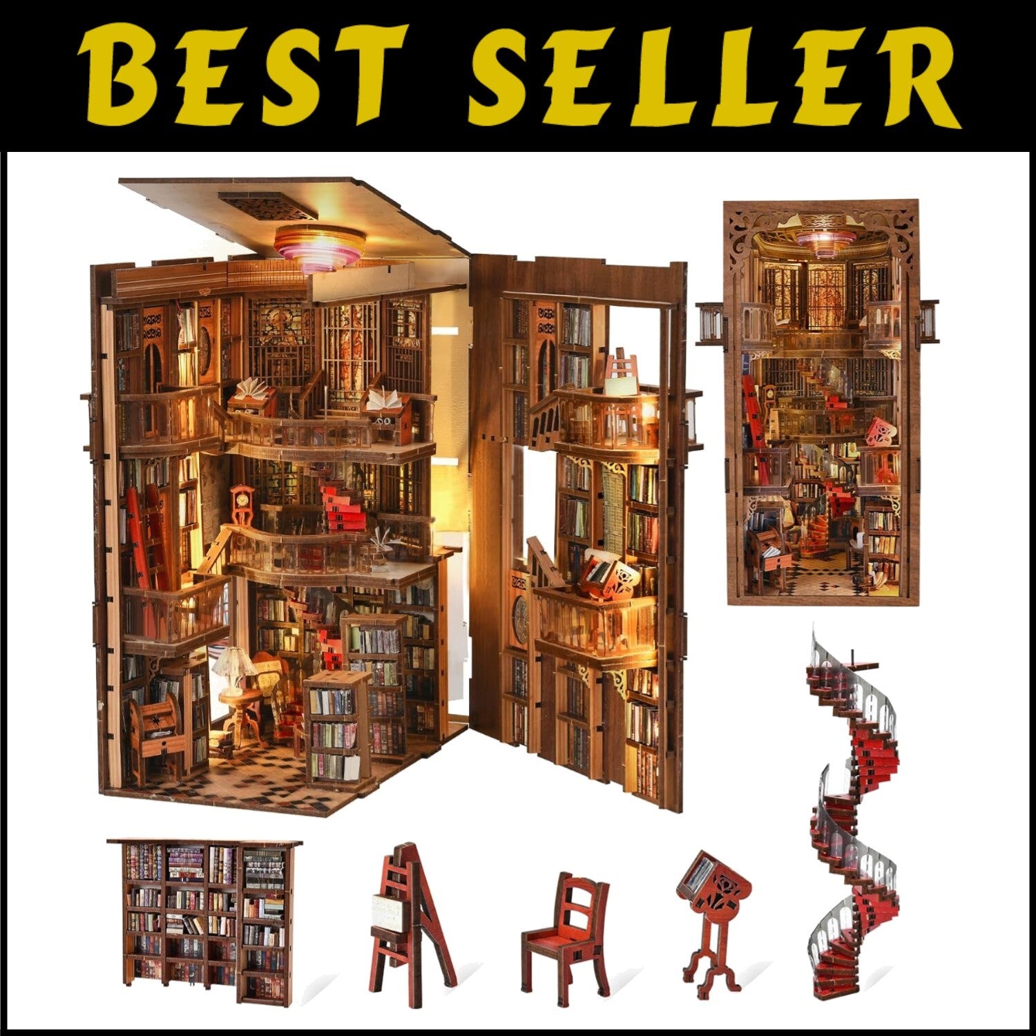 Enchanting Abbey Library Book Nook Mini Kit - Ideal for Creative Gift Lovers