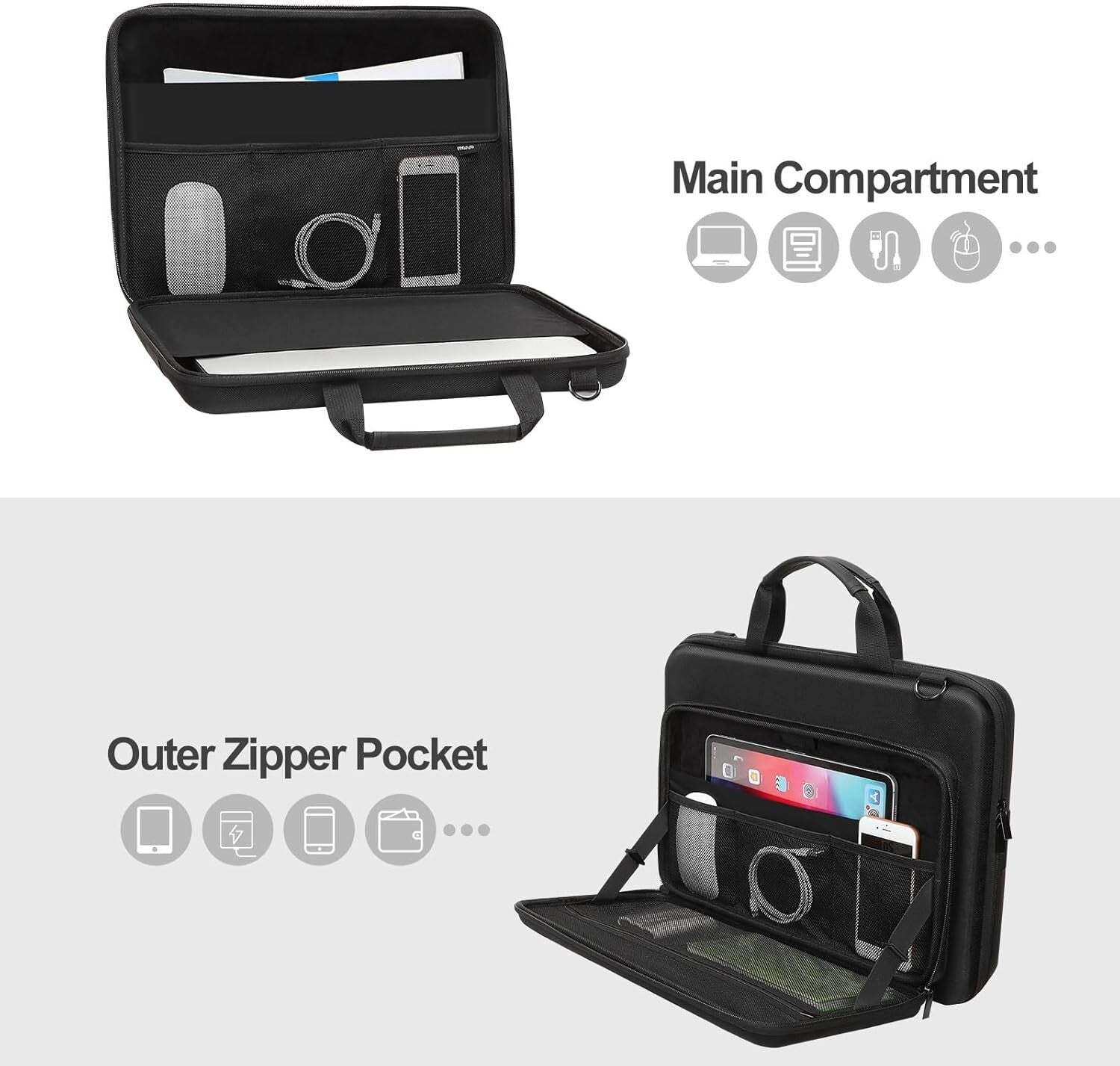 17.3 Inch Waterproof Laptop Bag with Adjustable Strap - Unisex Hardcase Solution