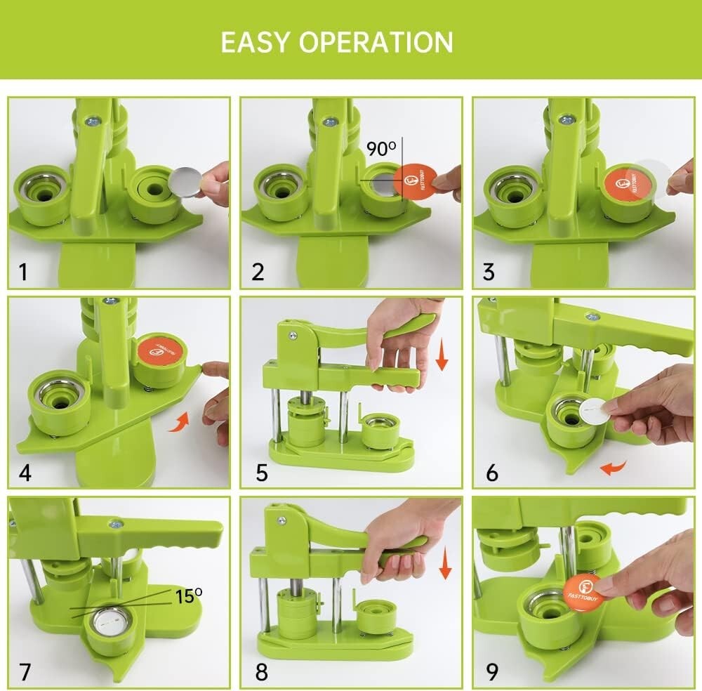 DIY-Friendly Button Maker Machine - 300 Pieces/Hour with 405 Button Supplies