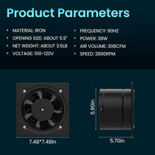 Load image into Gallery viewer, High-Performance 6" Exhaust Fan - Ideal for Kitchen, Bathroom, and Indoor Spaces
