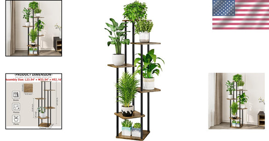 Elegant 6-Tier Metal Flower Rack for Indoor Plants - Secure and Easy to Assemble