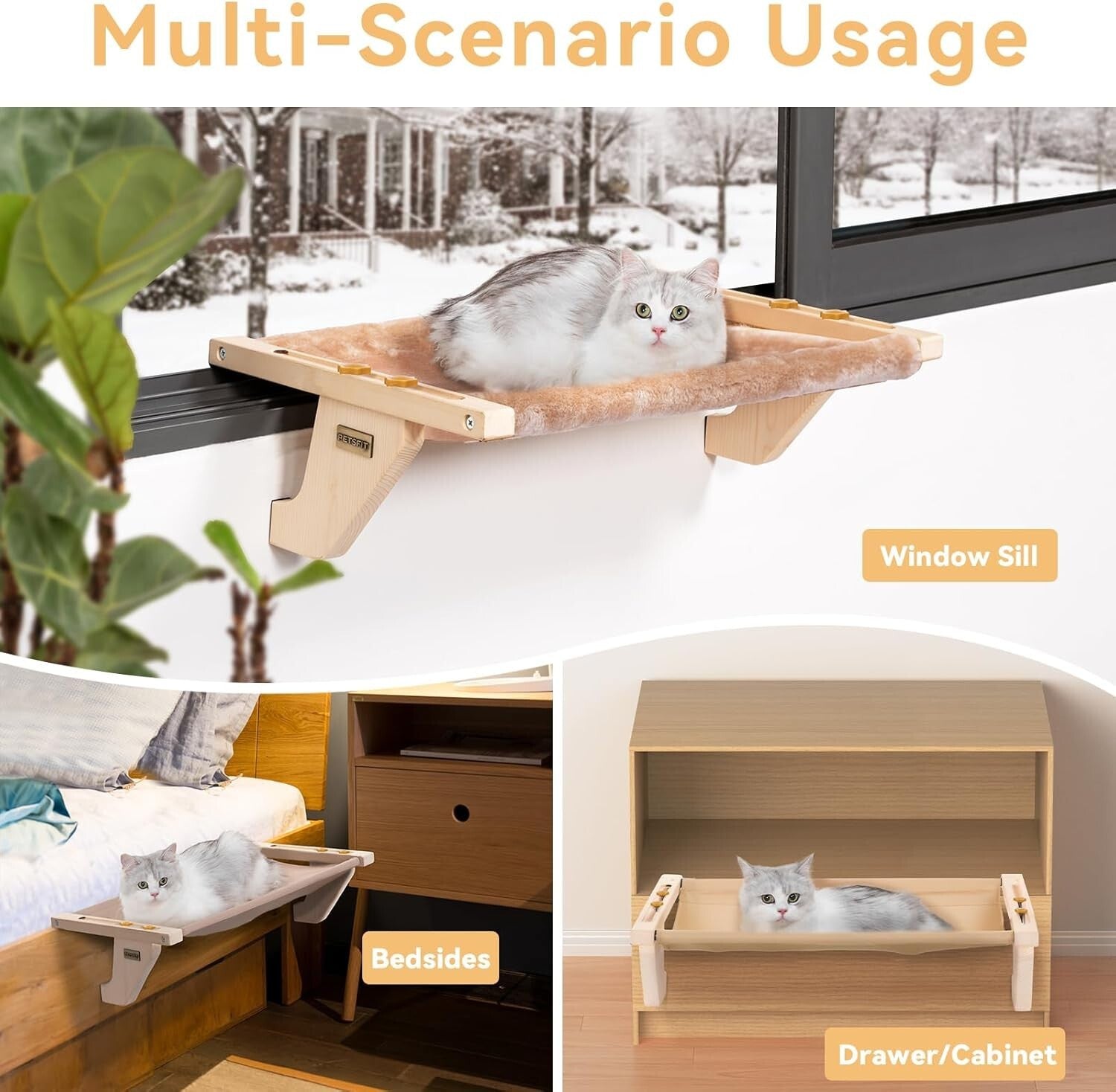 Space-Saving Cat Window Perch with Easy Assembly and Scratch-Resistant Pads