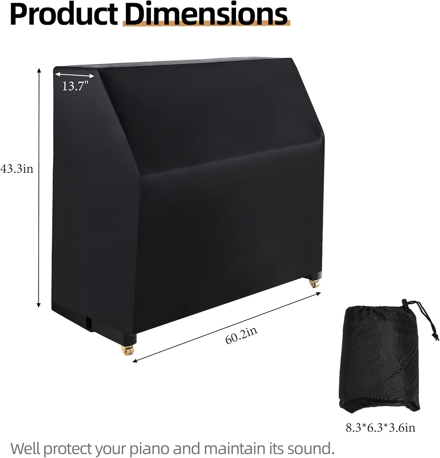 Portable Piano Dust Cover - Soft Velvet with Non-Scratch Surface & Elastic Fit