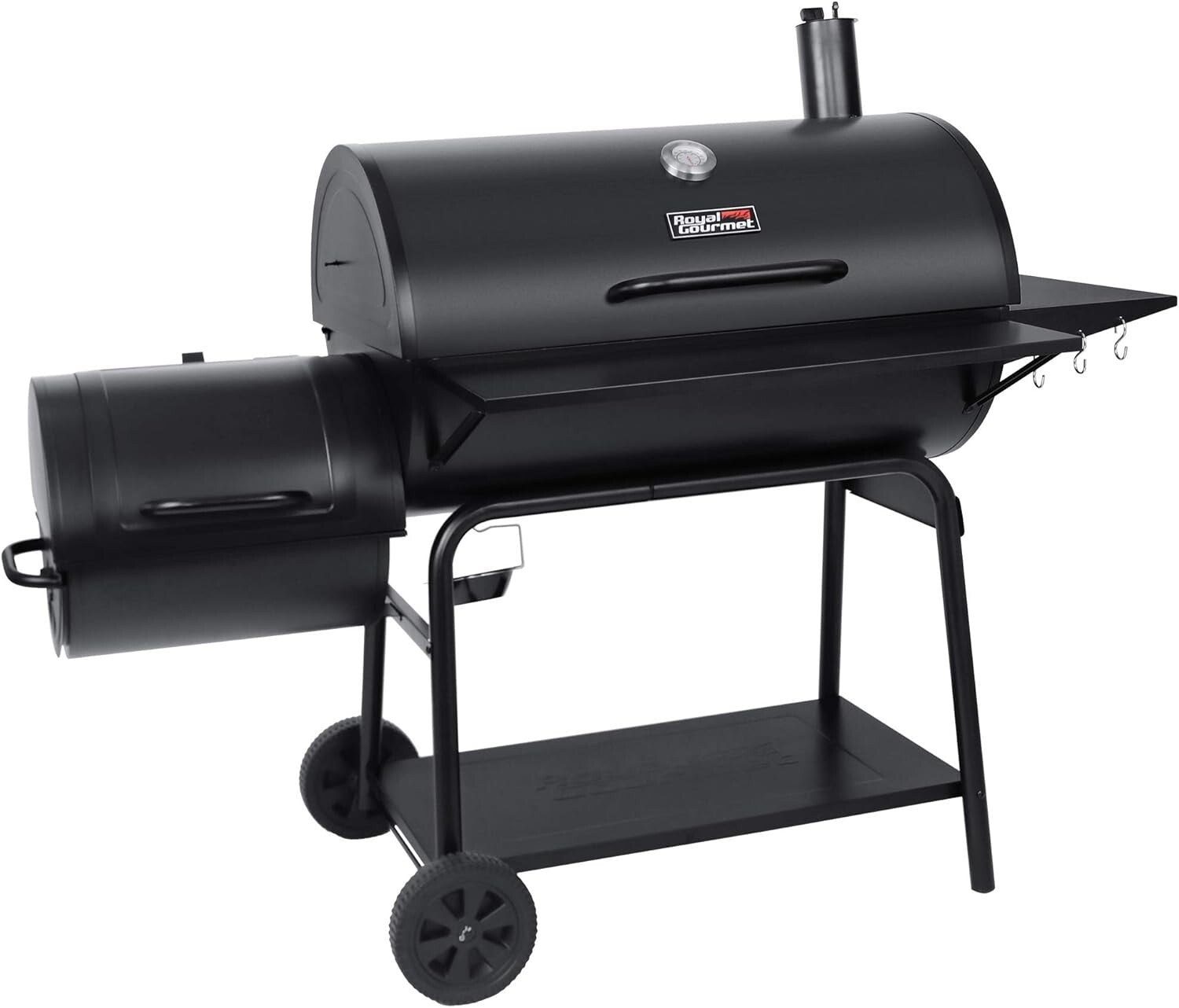 Durable Barrel Charcoal Grill with Side Smoker - 1200 Sq. in. Cooking Space