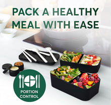 Load image into Gallery viewer, Versatile Bistro Bento Box with 4 Utensils &amp; Sauce Jars – Modern &amp; Leakproof