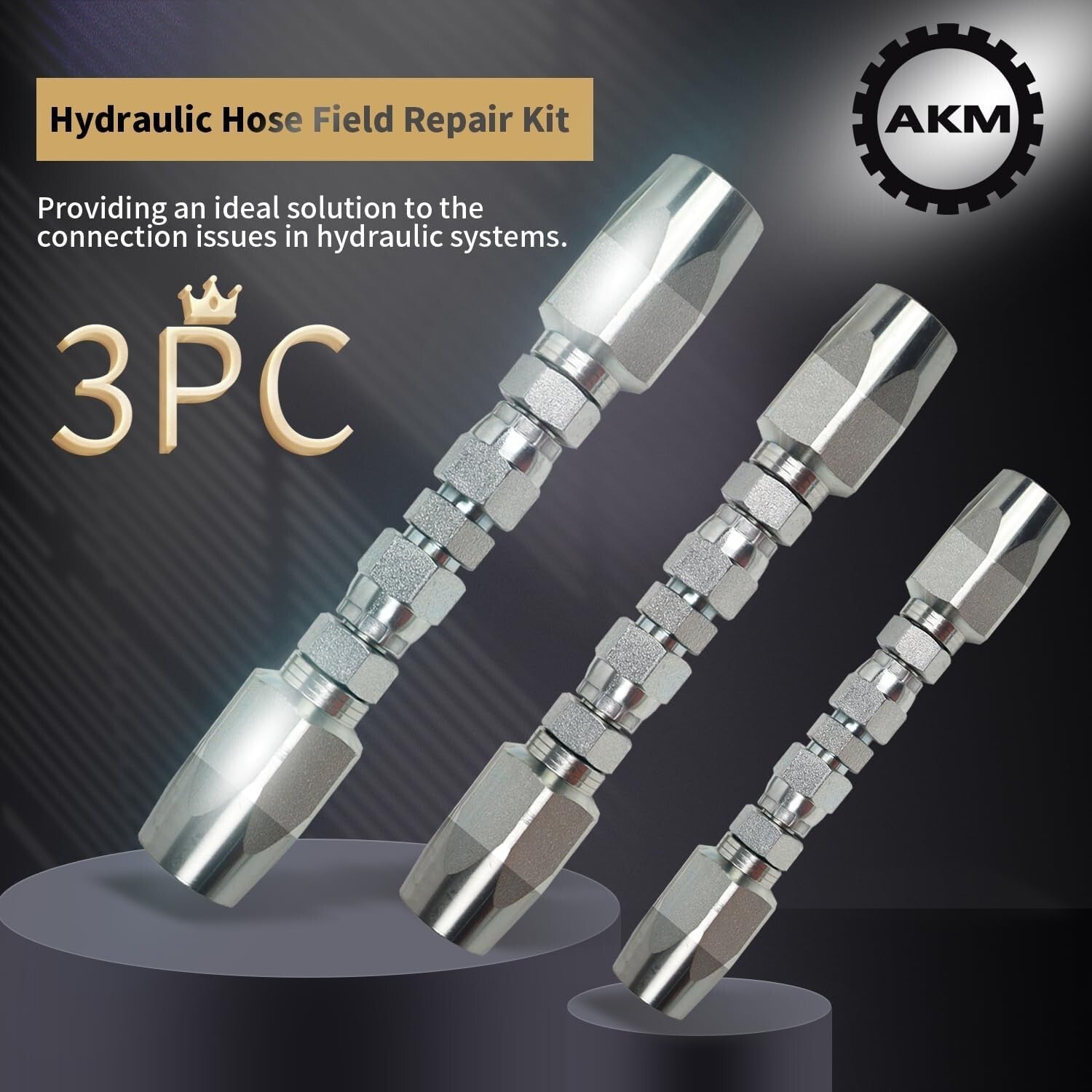 Corrosion-Resistant Hydraulic Hose Repair Set (1/4", 3/8", 1/2") for 4000 PSI