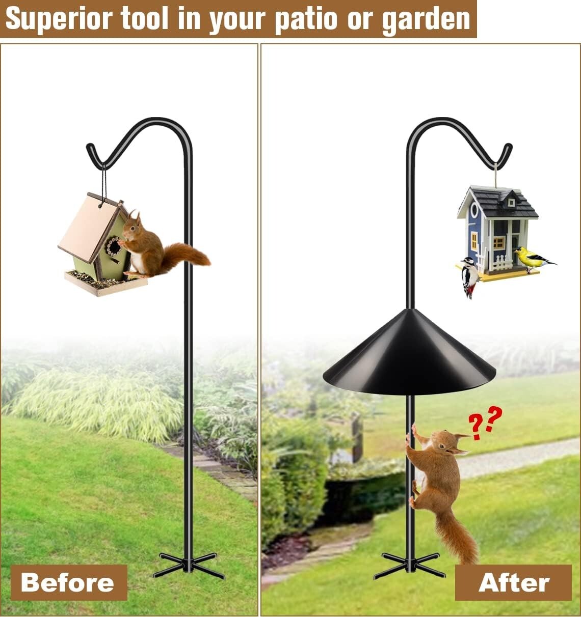 Elegant Pole-Mounted Squirrel Baffle - 19-Inch Diameter for Bird Feeder Defense