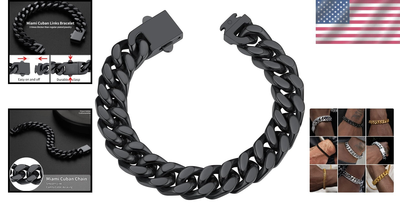 Chunky Stainless Steel Cuban Link Bracelet, 5mm-14mm Widths, Gift Box Included