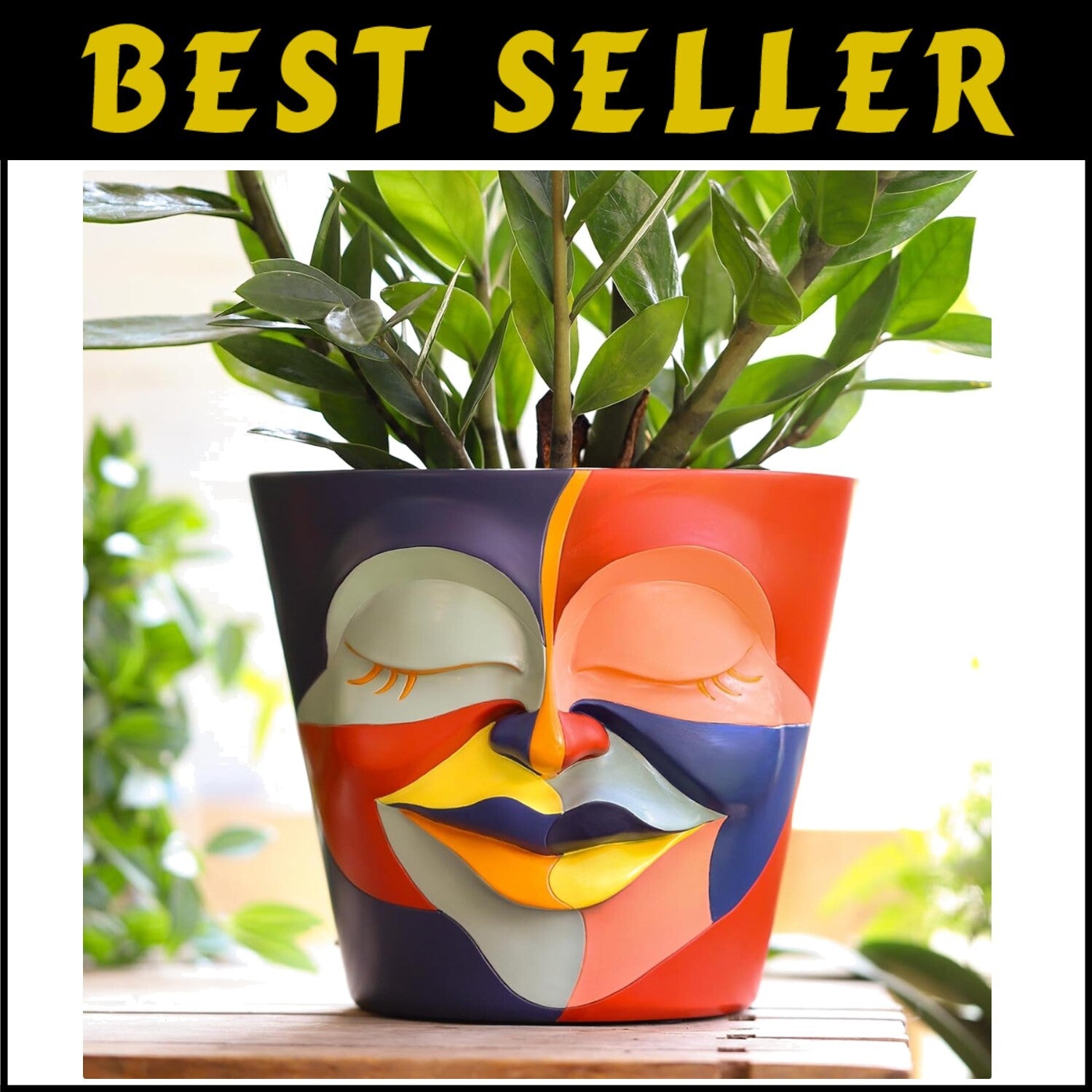 Charming 8-Inch Abstract Rainbow Planter – Lightweight Resin Pot for Plants