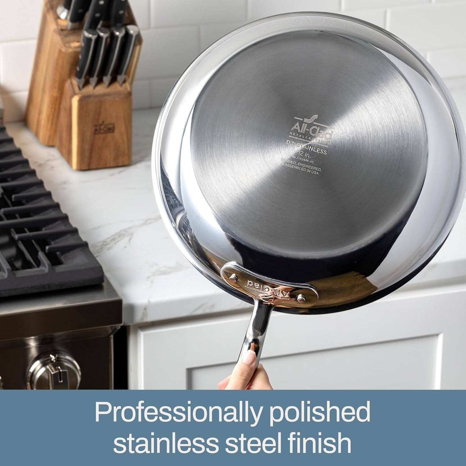 Professional 10-Inch Frying Pan with Lid - Tri-Ply Stainless Steel, Oven Safe