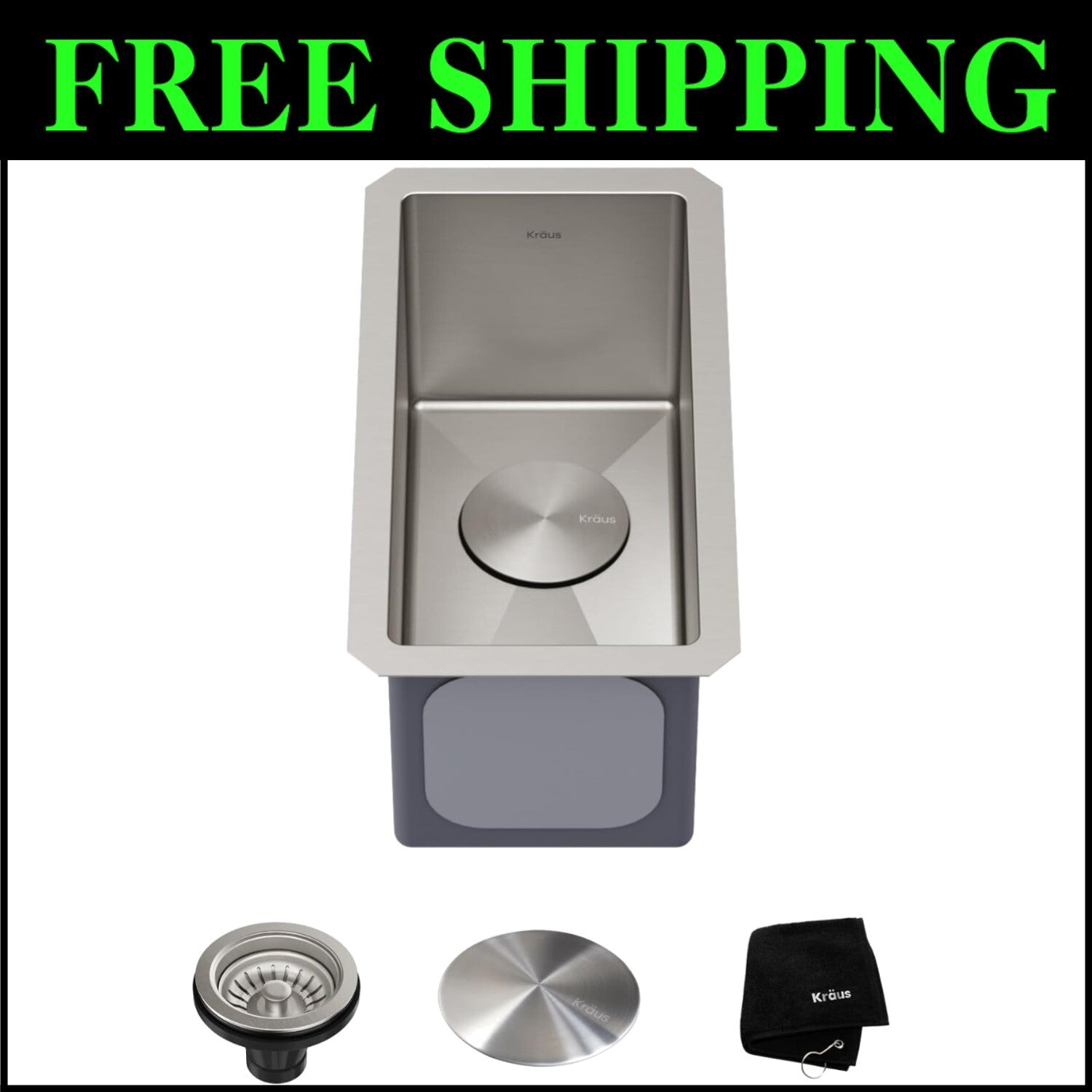 Premium 10-Inch Stainless Steel Undermount Sink - Complete with Drain Assembly
