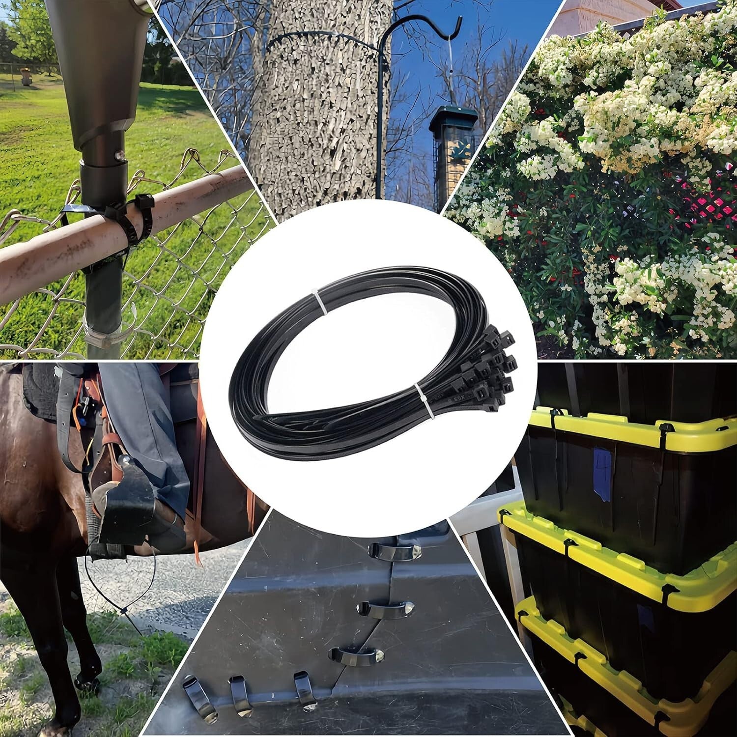 Black 18 Inch Zip Ties 250 Pack - Ultimate Strength, Indoor/Outdoor Use