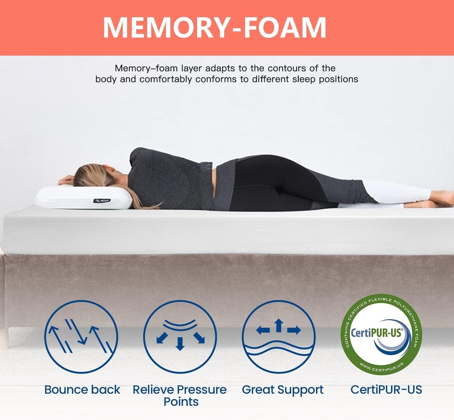 CertiPUR 5-Inch Gel Memory Foam Mattress for Cool Sleep & Pressure Relief, Full