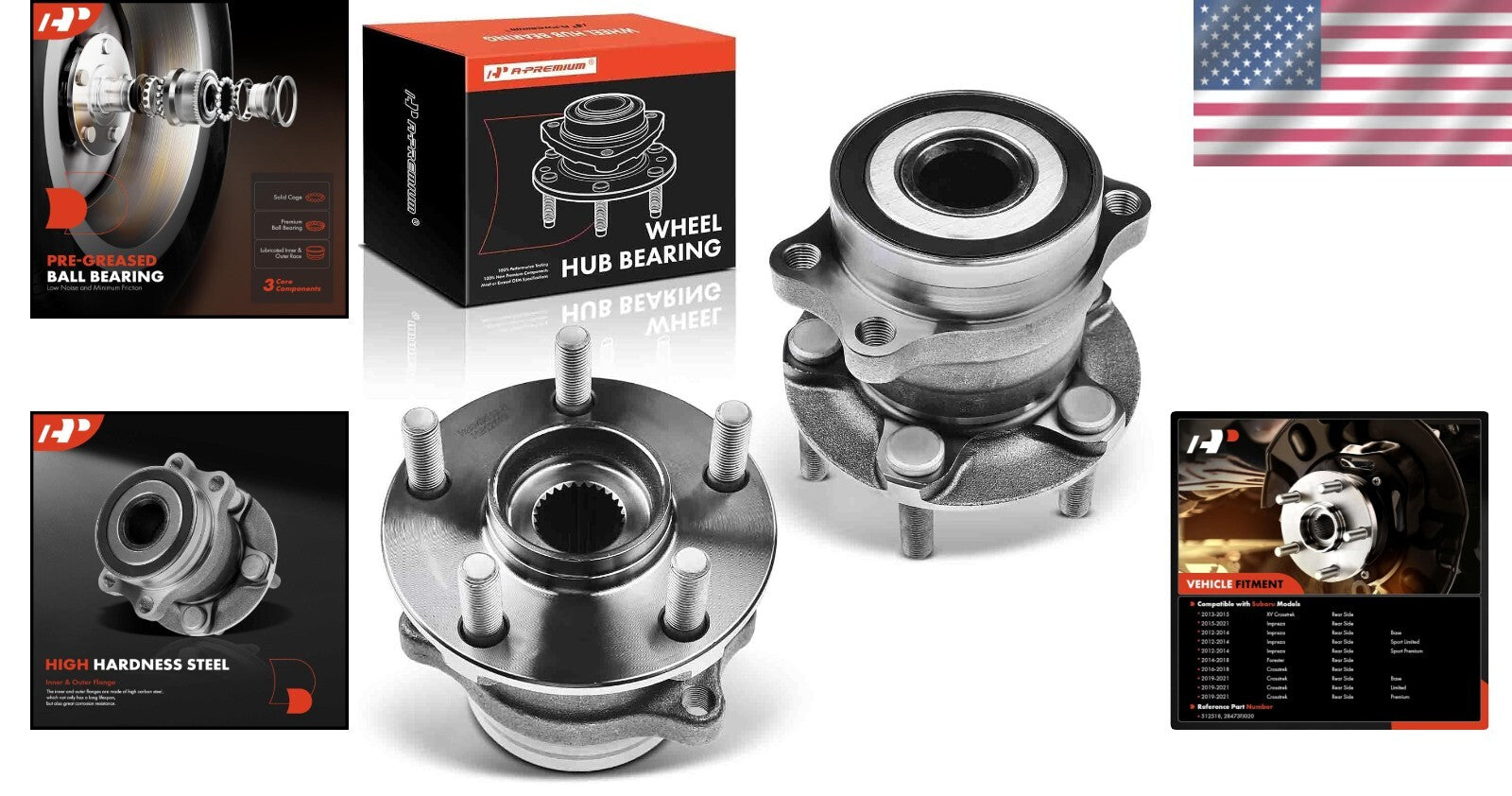 Durable 2-Pack Rear Wheel Bearing Hub Assembly for Subaru Vehicles 2012-2021