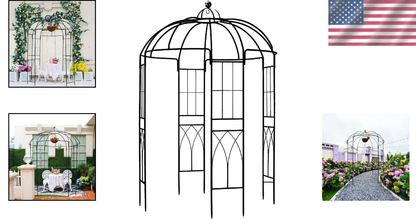 Elegant 9' High Metal Garden Arbor - Perfect for Climbing Plants and Events