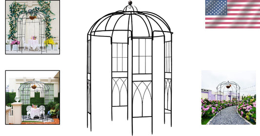 Elegant 9' High Metal Garden Arbor - Perfect for Climbing Plants and Events
