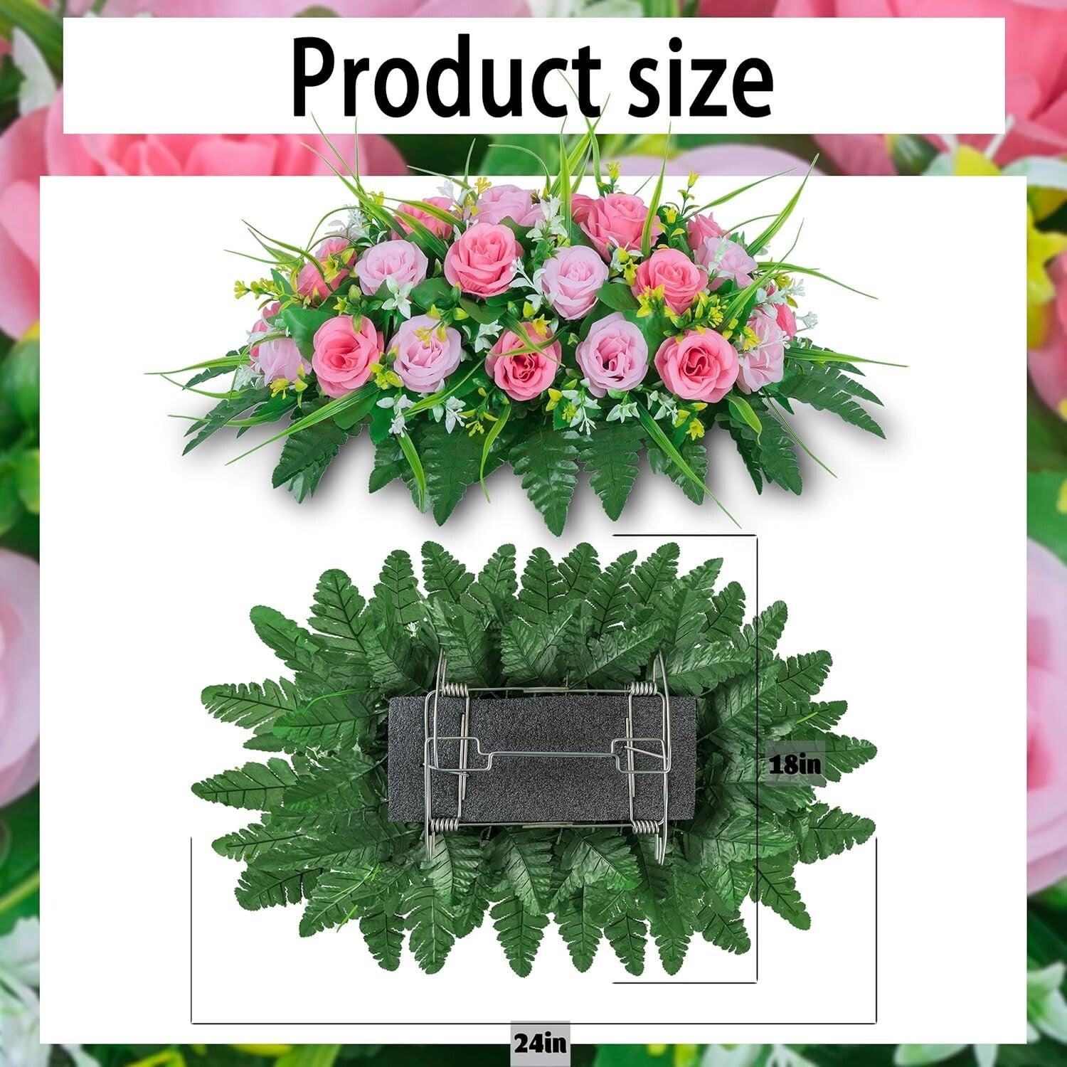 Vibrant Pink Silk Flower Saddle for Outdoor Grave Decoration - 24” Long