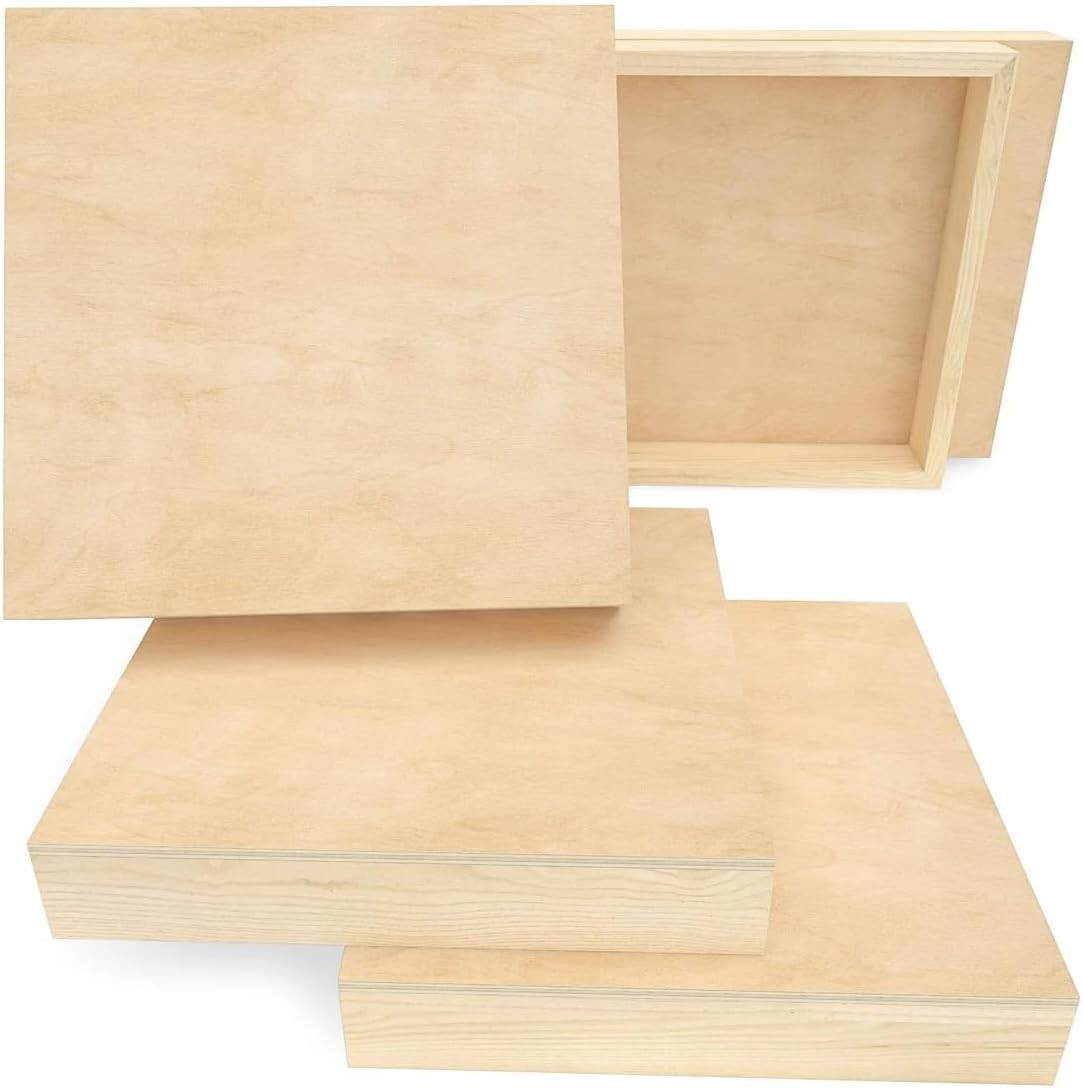 Versatile Birch Wood Panels for Acrylic, Oil, and Encaustic Painting - 5 Pack