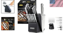 Load image into Gallery viewer, High-Quality 15-Piece Kitchen Knife Block Set with German Stainless Steel Blades